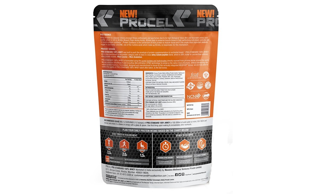 Procel 100% Whey Pro-Standard Swiss Milk Chocolate Flavor   Pack  200 grams
